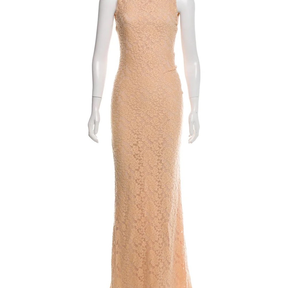Alice + Olivia | Sachi Lace Overlay Open-Back Maxi Dress Blush Pink US 0